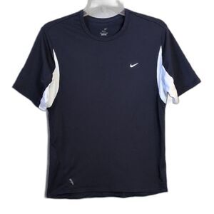 Nike Dri-Fit UV Navy Blue White Accent Short Sleeve Tee Men's M